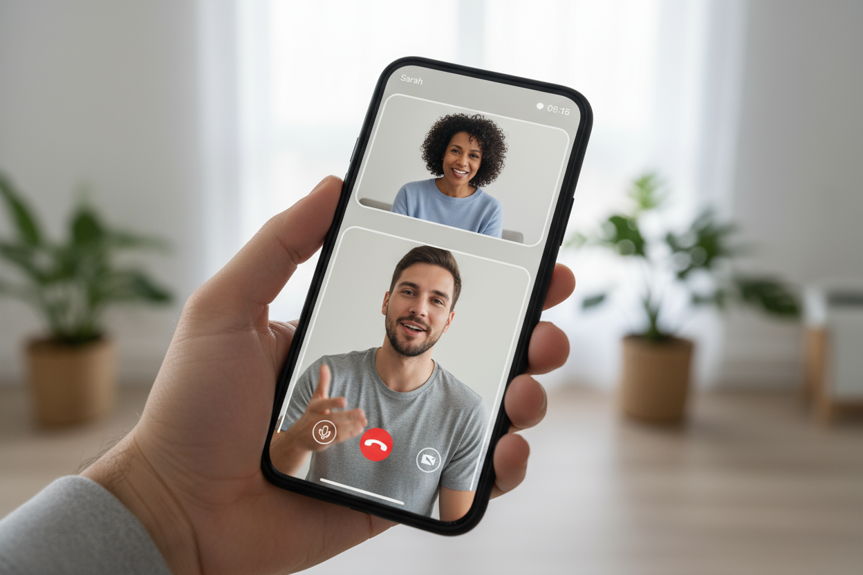 One on one video phone call